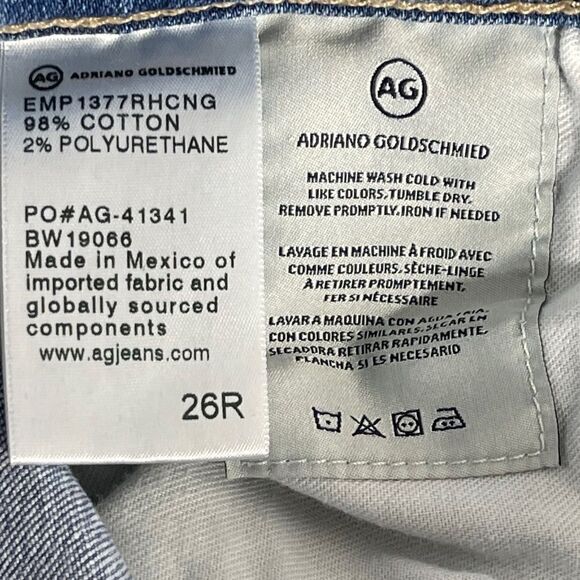 AG Adriano Goldschmied The Stevie Slim Straight Ankle Raw Hem Jeans Sz 26 - Picture 7 of 14